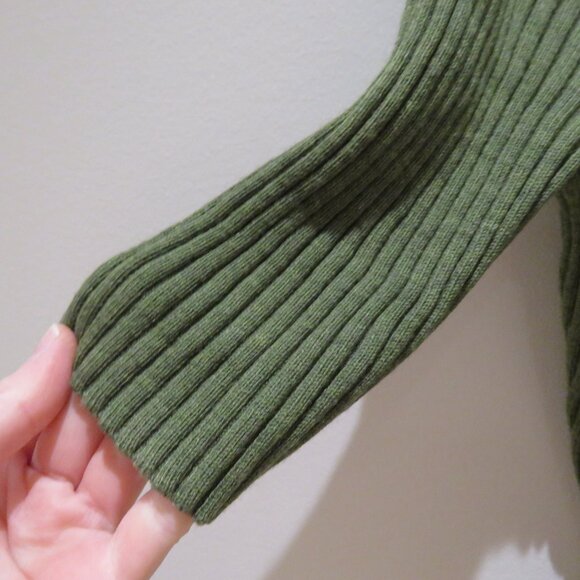 EILEEN FISHER 100% Merino Wool Ribbed Knit Open Front Cardigan in Forest Green - Picture 7 of 16